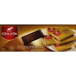 Côte dOr Mignonnette Puur, Schokoladentafeln 24 x 10g (dunkel 48% Kakao)
