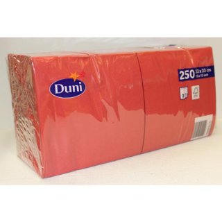Duni Zelltuch Servietten Rot 3lagig 33x33cm (1X250 Stck. Packung)