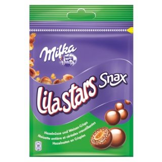 Milka lilastars Snax 150g (Haselnüsse und Weizen-Crisps)