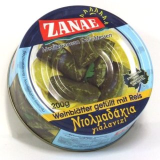 Zanae Delikatessen Weinblätter gefüllt mit Reis 200g (Import)