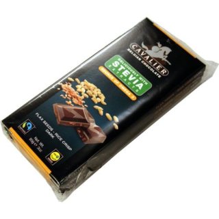 Stevia-Schokolade, Cavalier Belgian Chocolate "Flax Seeds-Rice Crisp Dark" 3 x 85g