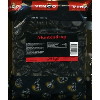 Venco Holland Lakritze Muntendrop 1,25kg (normales Lakritz)