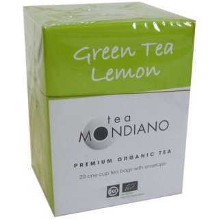 Tea Mondiano Premium Teebeutel Green Tea Lemon 20 Btl. (Grüner Tee Zitrone)