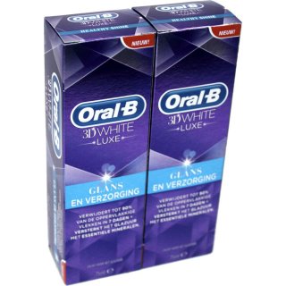 Oral-B 3D White Luxe Zahncreme Sensationele Minze 2 x 75ml (Zahnpasta Strahlenden Glanz)