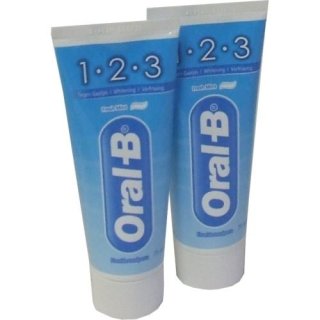 Oral-B Pro 1-2-3 Fresh Minze 2 x 75ml (Zahnpasta Karies-Schutz, Whitening & frischen Atem)