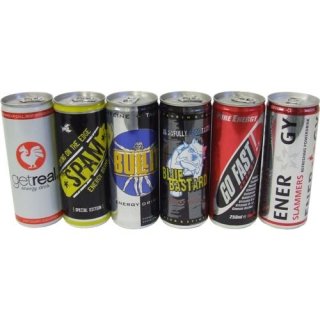 Energy Drink Testpaket 6 x 0,25l Dose (Blue Bastard, Slammers, Spam & Co.)