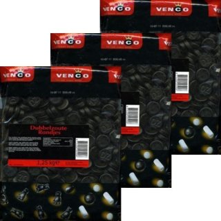 Venco Holland Lakritze Dubbelzoute Rondjes 3 x 1,25kg (Doppelt gesalzen)