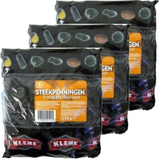 Klene Holland Lakritze Steekpenningen 3 x 1,25kg (Würzige Lakritz-Drops)