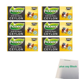 Pickwick Original Ceylon Großpackung 6er Pack (Schwarztee 6x 100x2g Teebeutel) + usy Block