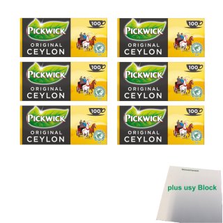 Pickwick Original Ceylon Großpackung 6er Pack (Schwarztee 6x 100x2g Teebeutel) + usy Block