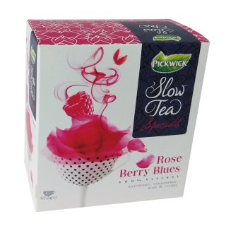 Pickwick Teebeutel Slow Tea Specials Rose Berry Blues, 25 Beutel á 2,7g (Himbeere, Erdbeere, Rose & Litschi)