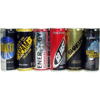 Energy Drink Testpaket 2 6 x 0,25l Dose (Blue Bastard, Slammers, Spam & Co.)