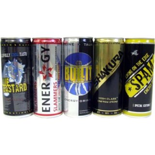 Energy Drink Testpaket 4 5 x 0,25l Dose (Blue Bastard, Slammers, Spam & Co.)
