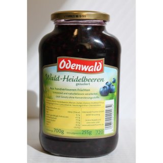 Odenwald Früchte Wald Heidelbeeren Gezuckert (255g Glas)