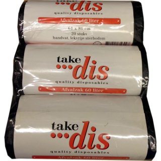 take dis Müllsäcke 3 x 20 Beutel á 60l (Müllsack/Abfallsack 61 x 80 cm)