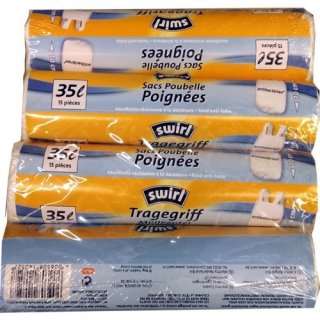 Swirl Müllsäcke 4 x 15 Beutel á 35l mit Tragegriff antibakteriell (Müllsack/Abfallsack, höhe 53cm)