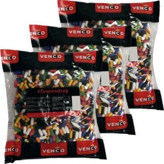 Venco Holland Lakritze Kleurendrop 3 Packungen a 1kg (Anis Lakritz)