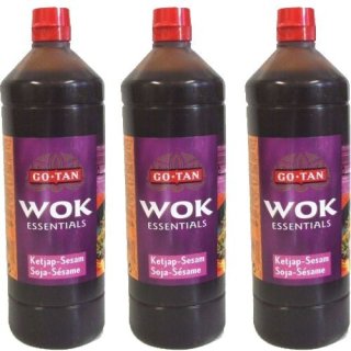 GoTan Asia-Sauce Ketjap-Sesam 3 x 1000ml (Sesam-Soja) Wok Essentials