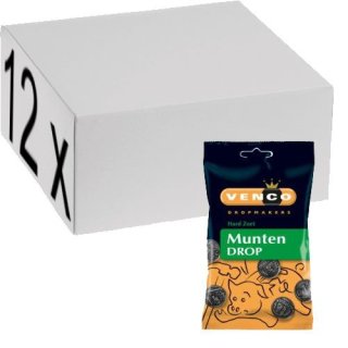 Venco Holland Lakritze Muntendrop 12 x 168g Packung (normales Lakritz)