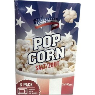 American Mikrowellen Popcorn salzig, 3 x 100g (Microwave Popcorn Zout)