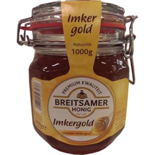 Breitsamer Honig Imkergold Vloeibaar helder goud 1000g Einmachglas (Goldklar)