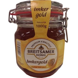 Breitsamer Honig Imkergold Vloeibaar helder goud 1000g Einmachglas (Goldklar)