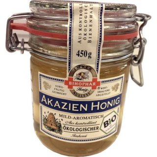 Bihophar Bio-Honig Akazien Honig flüssig 450g Einmachglas