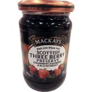 Mackays Scottish Three Berry Marmalade 340g Glas (Marmelade mit Erdberre, Himbeere & schwarze Johannisbeere)