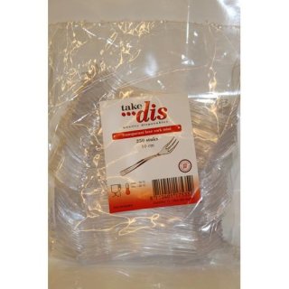 take dis Tramsparant luxe vork mini 10cm 250 Stück (Kunststoff Mini Gabel, transparent)