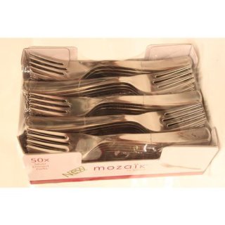 Mozaik Dessert Vork Metal-Look 50 Stück (Kunststoff Dessert-Gabel, Metall-Look)
