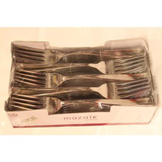 Mozaik Vork Metal-Look 50 Stück (Kunststoff Gabel, Metall-Look)