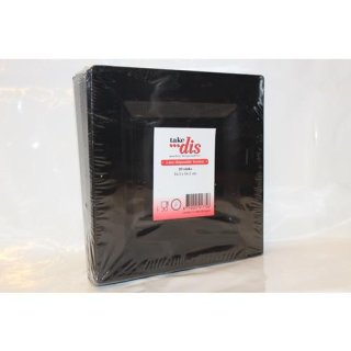 take dis Luxe disposable borden 16,5 x 16,5cm, 20 Stück (Kunststoff Teller, schwarz, viereckig)