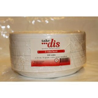 take dis 2-vaks bord extra zwarte kwaliteit Ø22cm, 100 Stück (Kunststoff 2 Fach Teller, weiß, extra hohe Qualität)