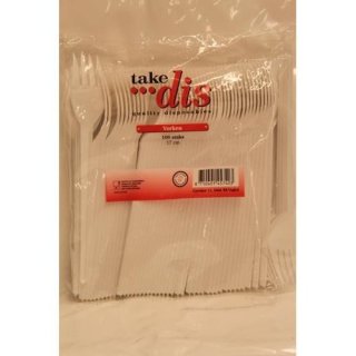 take dis "Vorken" 17cm, 100 Stück (Kunststoff Gabel, weiß)