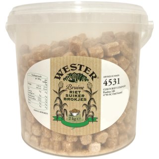 Wester Rohrzuckerwürfel Bruine Riet Suiker Brokjes 1er Pack (1x2kg Eimer)