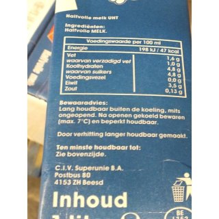 Landhof Halbfett-Milch, 12 x 1l Karon Pack (Halfvolle Melk)