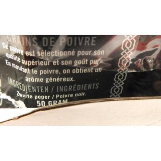 Jozo Gewürzmischung Pepermolen Zwarte Peper heel Navulbare 6 x 50g (Pfeffermühle mit ganzem schwarzem Pfeffer, nachfüllbar)