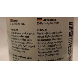 Verstegen Gewürzmischung Marinademix met Zout 650g Dose (Marinaden Mix mit Salz)