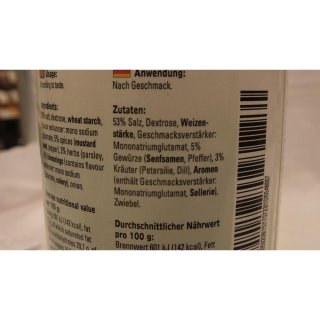 Verstegen Gewürzmischung Kruidenmix voor Vis met Zout 925g Dose (Kräutermix für Fisch mit Salz)