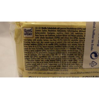 Ritter Sport Schokolade White Whole Hazelnuts, 5 x 100g Tafeln (weiße Schokolade mit ganzen Haselnüsse)
