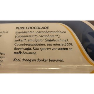 Verkade Schokoladen-Tafel Fair Traid, Puur, 3 x 180g (dunkle Schokolade)