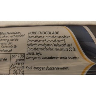 Verkade Schokoladen-Tafel Fair Traid, Puur, 6 x 75g (dunkle Schokolade)