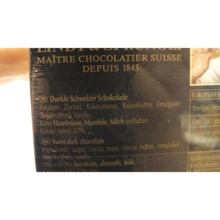 Lindt Schokolade, hauchdünne Täfelchen Dark Chocolate, 125g Packung (dunkle Schokolade)