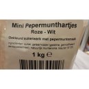 Fortuin Mini Pepermunthartjes Roze-Wit 1000g Beutel (kleine Pfefferminz-Herzen, rose & weiss)