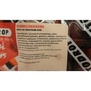 Autodrop Drop en Fruitgum Duos  Dubbel Dekkers 1000g Beutel (Fruchtgummi mit Lakritze)