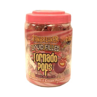 ZED Candy Strawberry Jawbreaker Liquid Filled Tornado Pops, Erdbeer Lutscher mit Kaugummi und flüssigen Kern (30 x 33g pro Box)