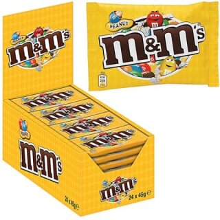 m&ms Peanut (Erdnuss) (24x45g Packung)