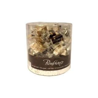 Bonbiance amandel nougat vanille chocolade cappucino 700g Runddose (Mandelnougat mit Vanille-, Schokoladen- & Cappuccino-Geschmack)