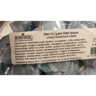 Silo Vergani Olah blauw crispy hazelnoot creme 500g Runddose (Knusprige Haselnuss Creme)