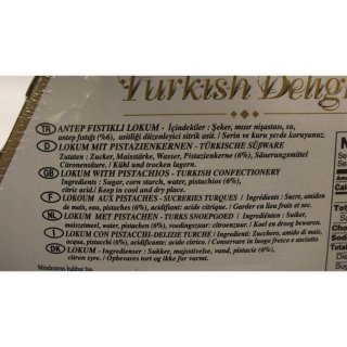 Baktat Turkish Delight Antep Fistikli Lokum 250g Packung (Lokum mit Pistazienkernen)